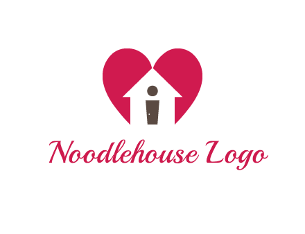 abstract person in home and heart symbol