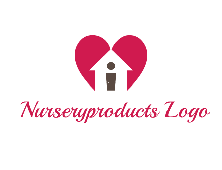 abstract person in home and heart symbol