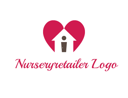 abstract person in home and heart symbol