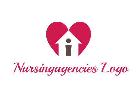 abstract person in home and heart symbol