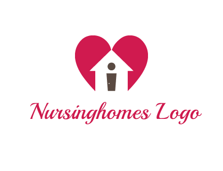 abstract person in home and heart symbol