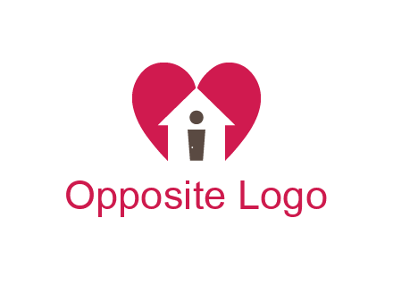 abstract person in home and heart symbol