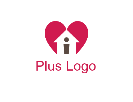 abstract person in home and heart symbol