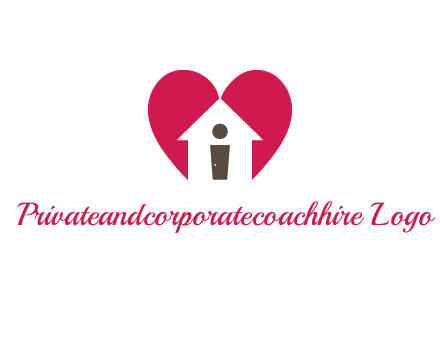 abstract person in home and heart symbol