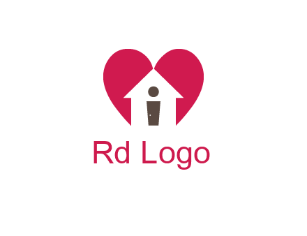 abstract person in home and heart symbol