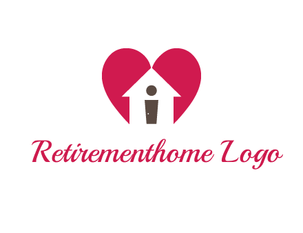 abstract person in home and heart symbol