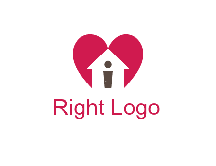 abstract person in home and heart symbol