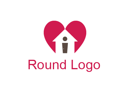 abstract person in home and heart symbol