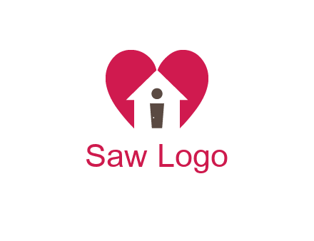 abstract person in home and heart symbol