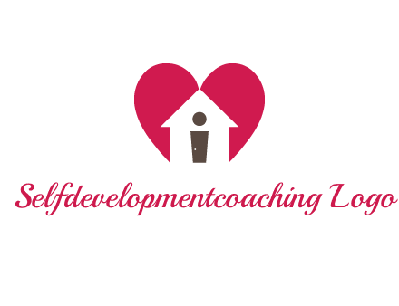 abstract person in home and heart symbol