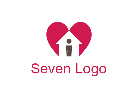 abstract person in home and heart symbol