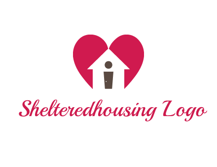 abstract person in home and heart symbol