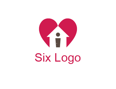 abstract person in home and heart symbol