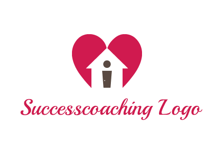 abstract person in home and heart symbol