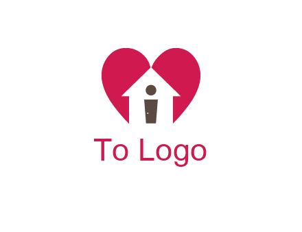 abstract person in home and heart symbol