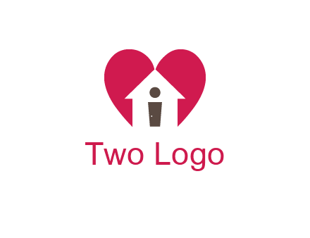 abstract person in home and heart symbol
