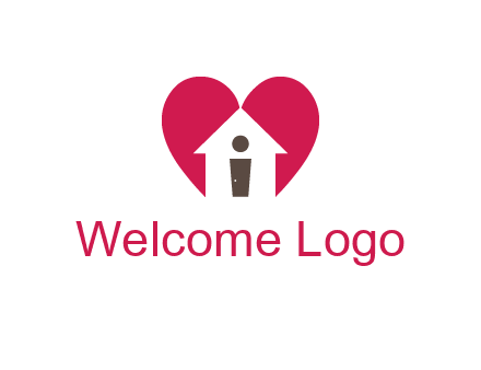 abstract person in home and heart symbol