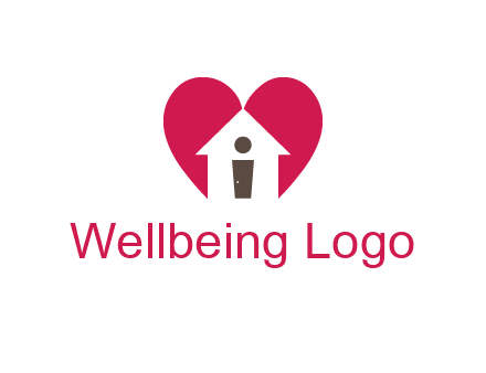 abstract person in home and heart symbol