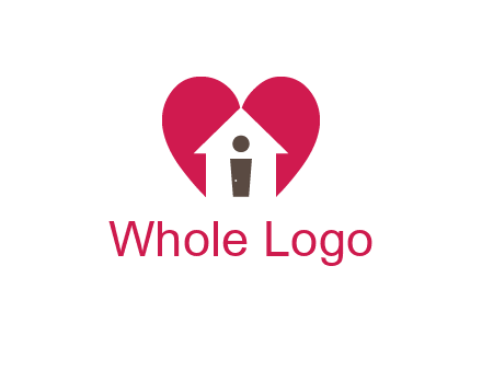 abstract person in home and heart symbol