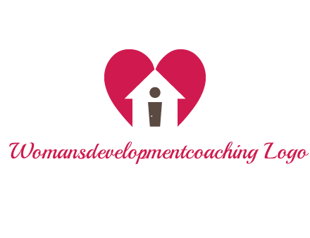 abstract person in home and heart symbol