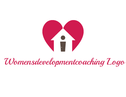 abstract person in home and heart symbol