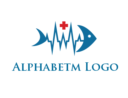 fish with heart beat line and first aid sign