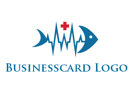fish with heart beat line and first aid sign