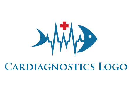 fish with heart beat line and first aid sign