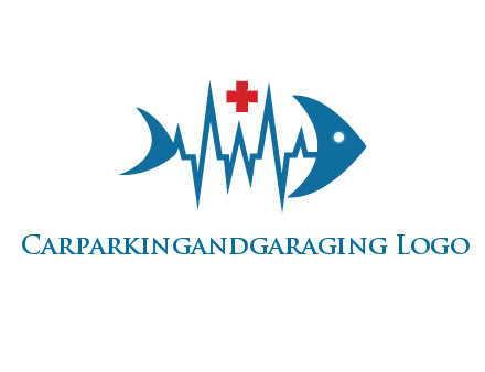fish with heart beat line and first aid sign