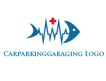 fish with heart beat line and first aid sign