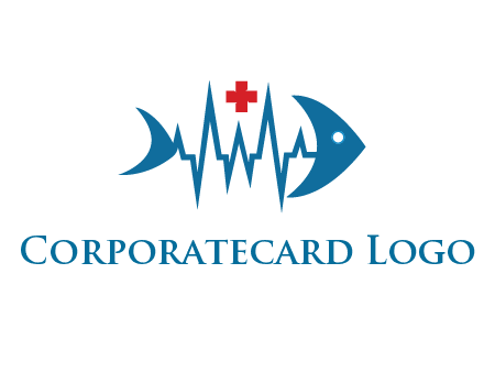 fish with heart beat line and first aid sign
