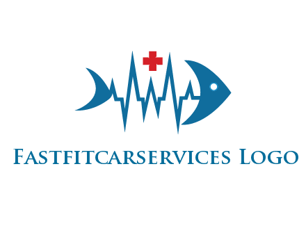 fish with heart beat line and first aid sign