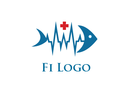 fish with heart beat line and first aid sign
