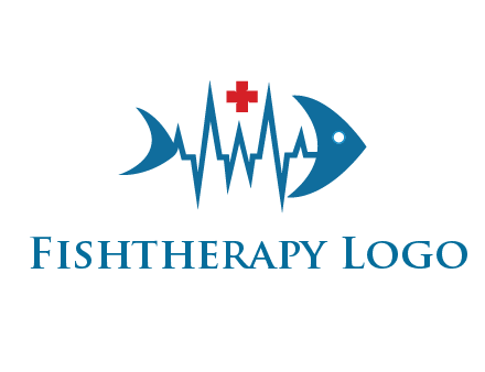 fish with heart beat line and first aid sign