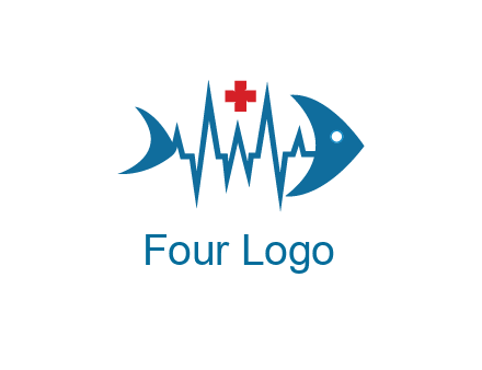 fish with heart beat line and first aid sign