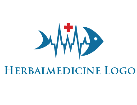 fish with heart beat line and first aid sign