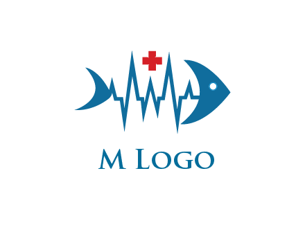fish with heart beat line and first aid sign