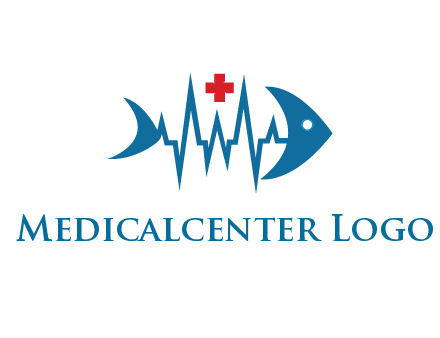 fish with heart beat line and first aid sign