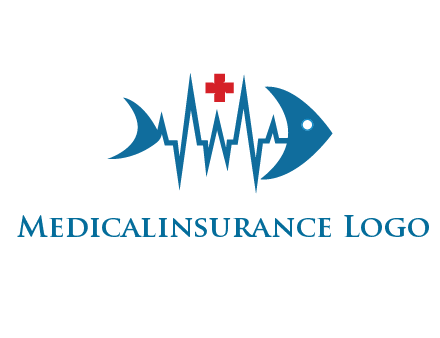 fish with heart beat line and first aid sign