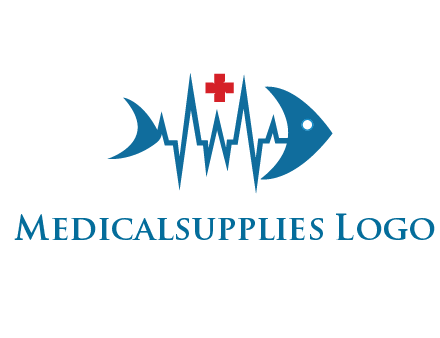 fish with heart beat line and first aid sign
