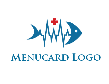 fish with heart beat line and first aid sign