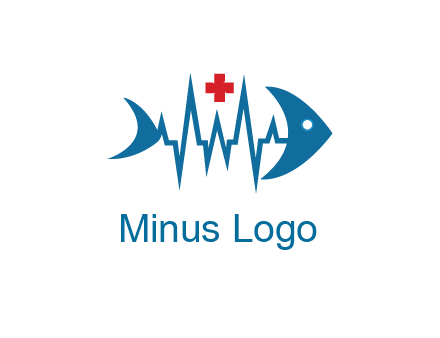 fish with heart beat line and first aid sign