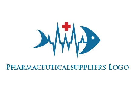 fish with heart beat line and first aid sign