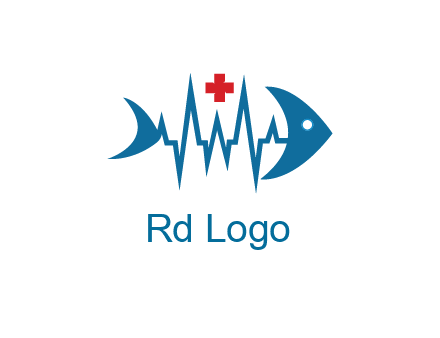 fish with heart beat line and first aid sign
