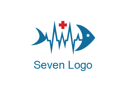 fish with heart beat line and first aid sign