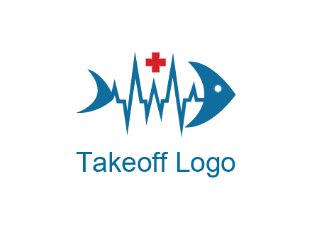 fish with heart beat line and first aid sign