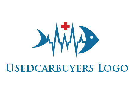 fish with heart beat line and first aid sign