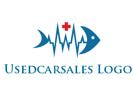 fish with heart beat line and first aid sign