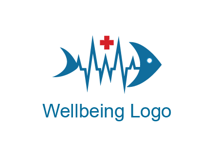 fish with heart beat line and first aid sign