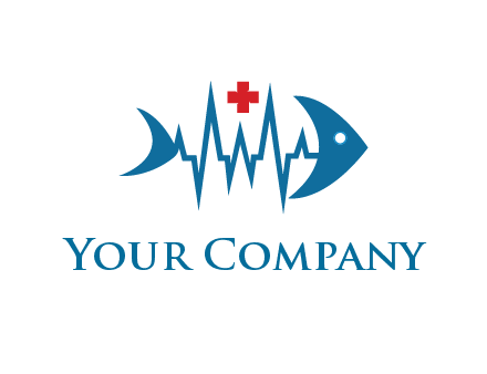 fish with heart beat line and first aid sign